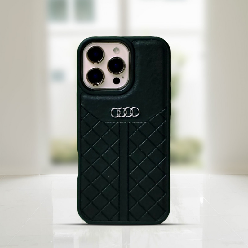 Premium Audi Genuine Leather iPhone Case 12 to 17 Pro Max