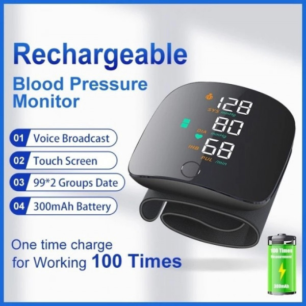 Automatic Rechargeable Digital Touch Screen Wrist type Blood-Pressure Machine