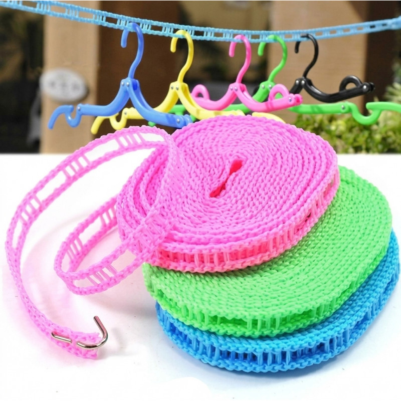 5M Cloth Hanging Rope with Hooks  2pcs 