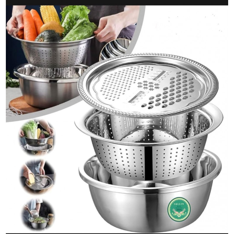 3-in-1 Vegetable Cutter with Drain Basket