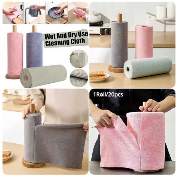 Reusable Microfiber Cleaning Cloth Roll (20pcs)