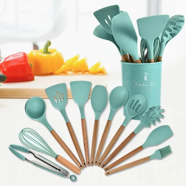  12 Pcs Silicone Kitchen Spoon Set