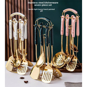 Stainless Steel 7-Piece Gold Plated Kitchenware Set 