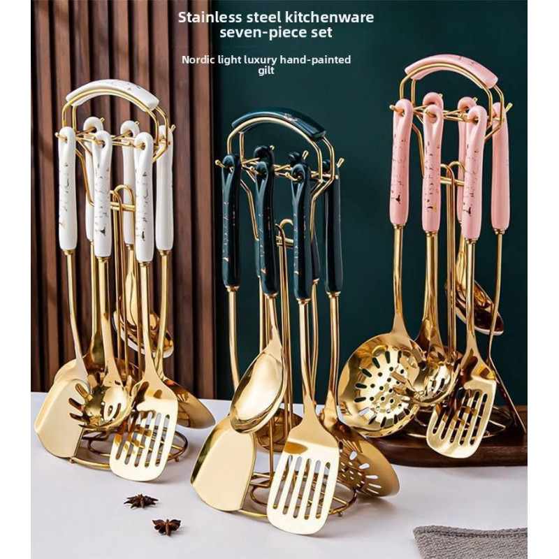 Stainless Steel 7-Piece Gold Plated Kitchenware Set 