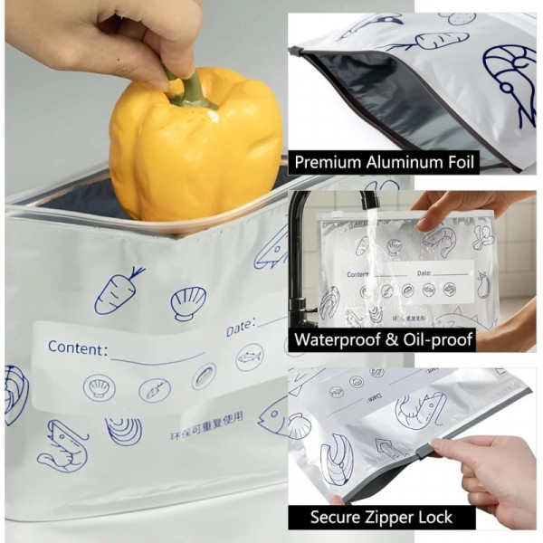 10 Pcs Aluminum foil Freezer Bags