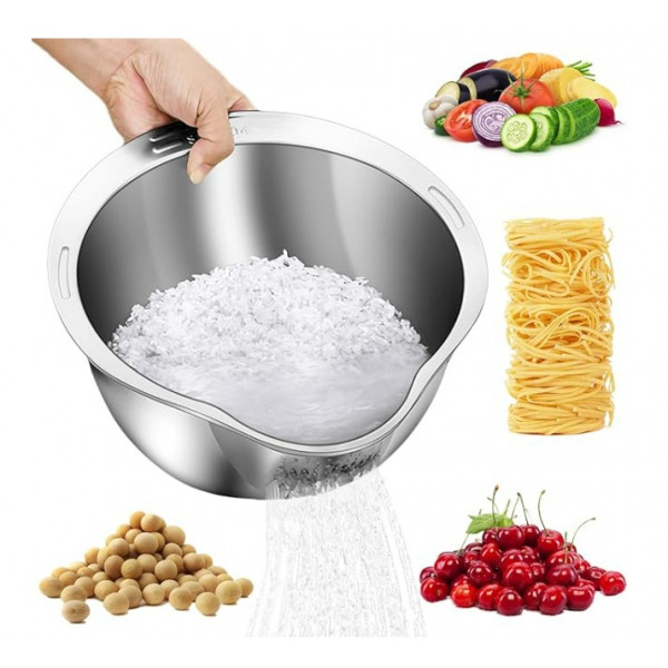 Stainless Steel Rice Washer & Strainer Bowl