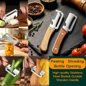 2 Pcs Multifunctional Vegetable Peeler Set with Wooden Handle