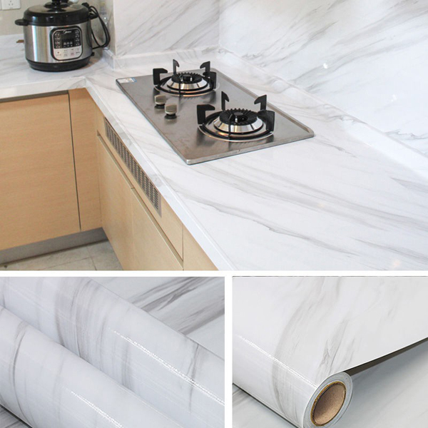 Marble Kitchen Waterproof And Oil Proof Sticker White