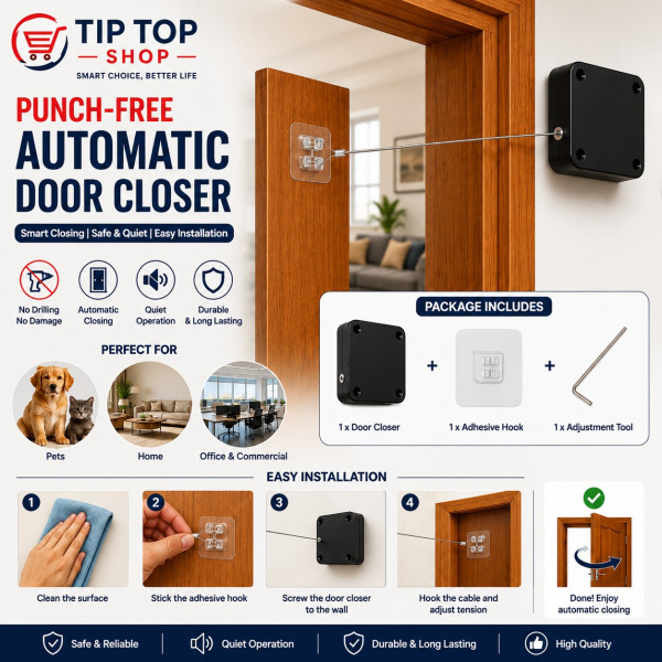 Punch-Free Automatic Door Closer