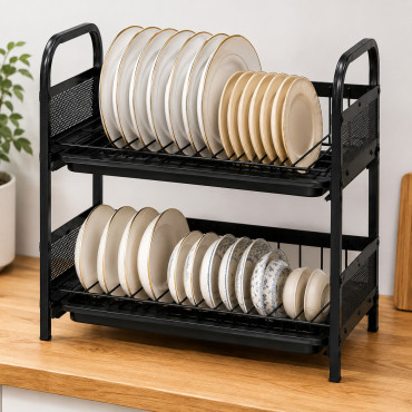 2-Layer Dish Drying Rack – Strong Metal Kitchen Organizer