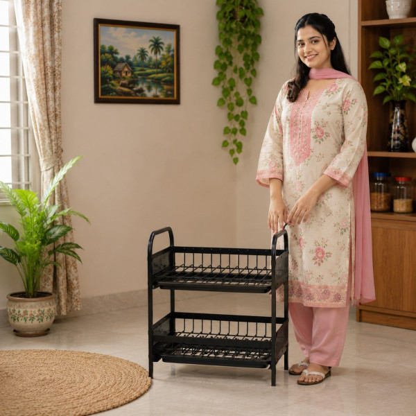 2-Layer Dish Drying Rack – Strong Metal Kitchen Organizer