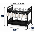 2-Layer Dish Drying Rack – Strong Metal Kitchen Organizer