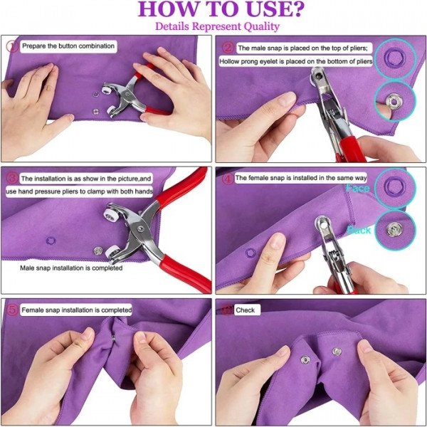 Premium Snap Button Kit with Tool – Sewing & Leather Craft