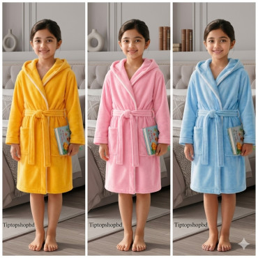 Premium Kids Hooded Coral Fleece Bathrobe