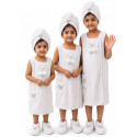 Kids Soft Bath Towel Dress Set with Head Towel & Slippers